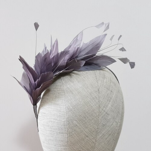 Silver Grey Feather Headband Fascinator 
