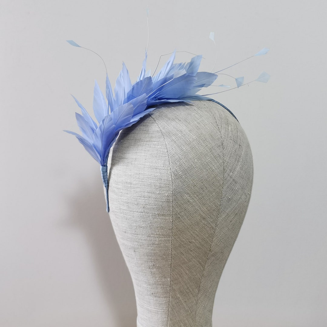 Cornflower Blue Feather Headband Fascinator Pale Light Etsy UK