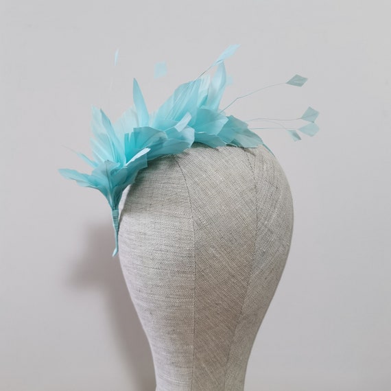 Aqua Blue Feather Headband Fascinator 