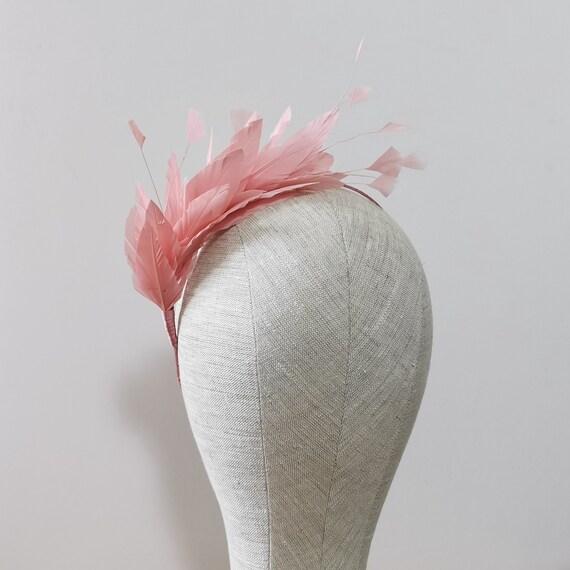 Pale Light Pink Feather Headband 