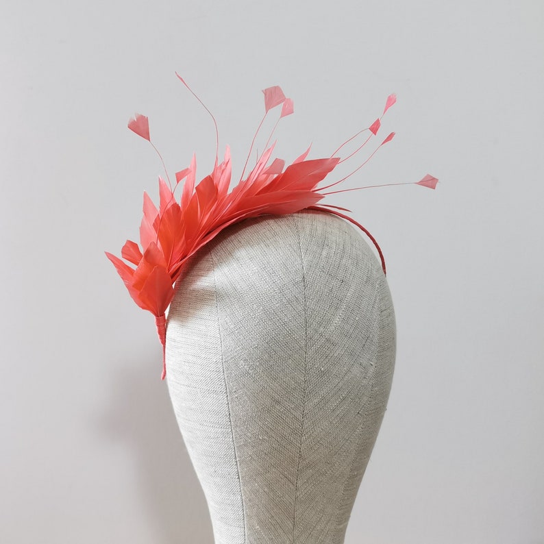 Coral Dusky Pink Salmon Feather Headband Fascinator Feathers Etsy