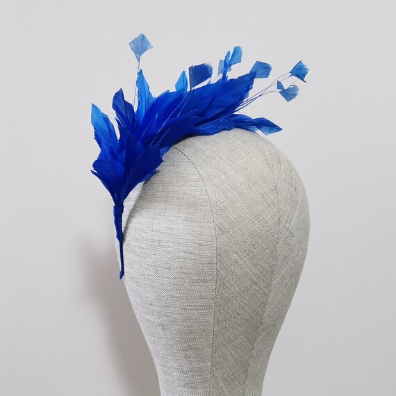 Royal Blue Cobalt Feather Headband 