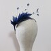 Light Navy Blue Feather Headband Fascinator Pale Airforce Feathers Wedding Bridesmaids Hair Accessory Black Blonde Gold Silver 'Luna'