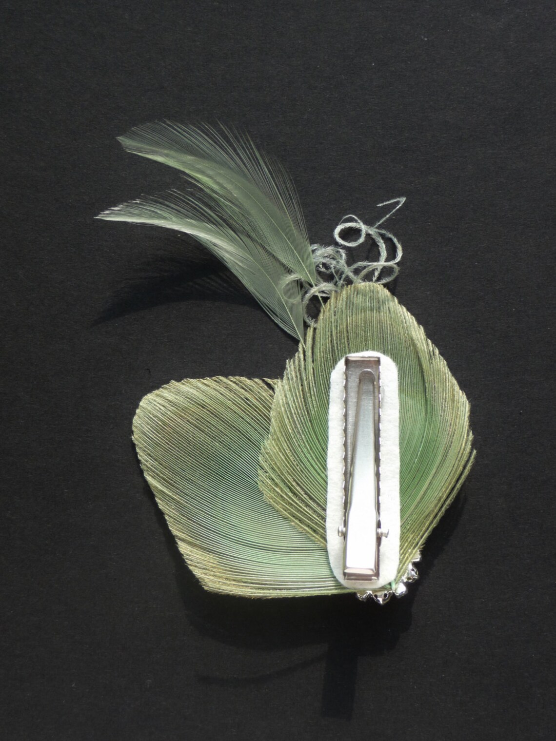 Sage Green Peacock Feather Hair Clip Bridesmaids Hair Etsy