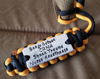 Custom hand stamped paracord key fob/bag tag