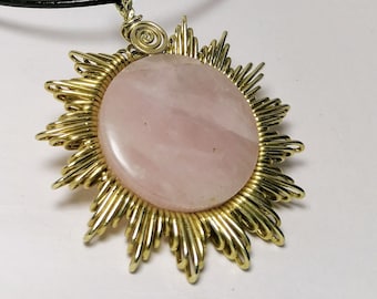 Rose quartz sun pendant rose quartz 55 mm