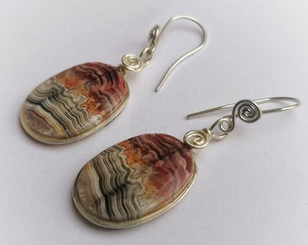 Earrings crazy laze natural stone silver 925