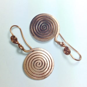 Earrings Copper Spiral the spiral image 2