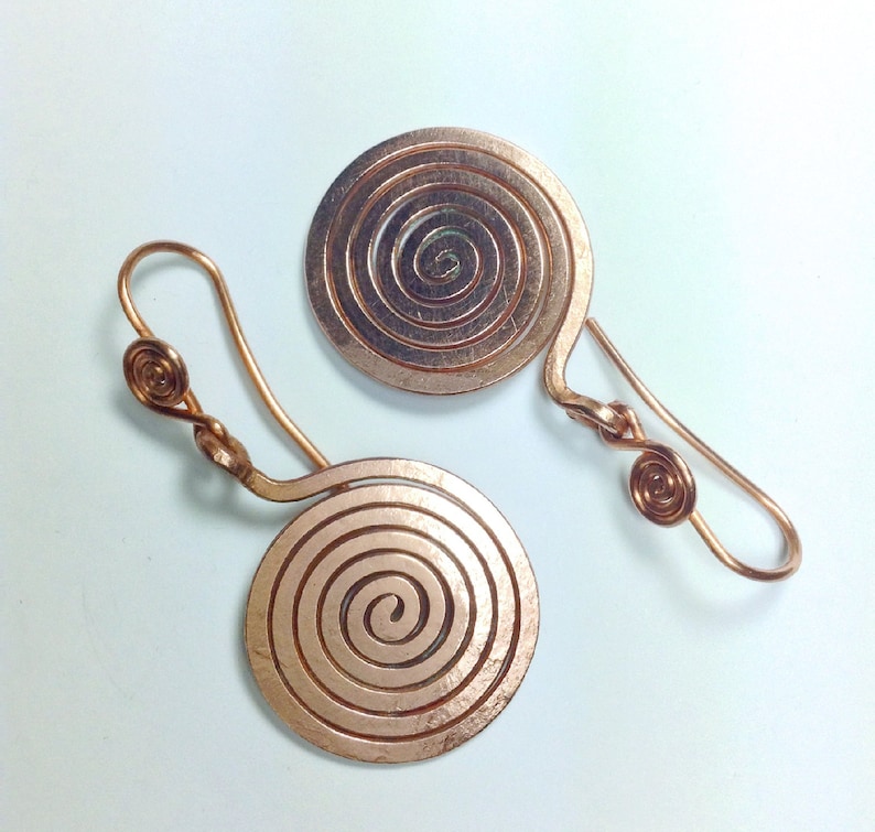 Earrings Copper Spiral the spiral image 2