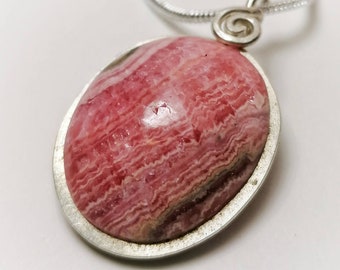 Pink stone pendant rhodochrosite Inca Rose silver 925