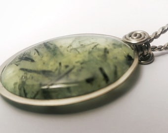 Green Prehnith pendant nickel silver