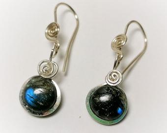 Small labradorite earrings silver