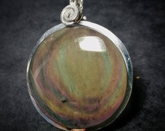 Round rainbow obsidian "arco iris" silver 925