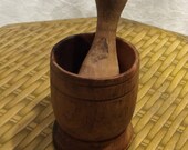 Vintage Mortar and Pestle, Wood Turned Mortar and Pestle, Herb Grinder, Farmhouse Decor, Cottage Kitchen Decor, Spice Crusher