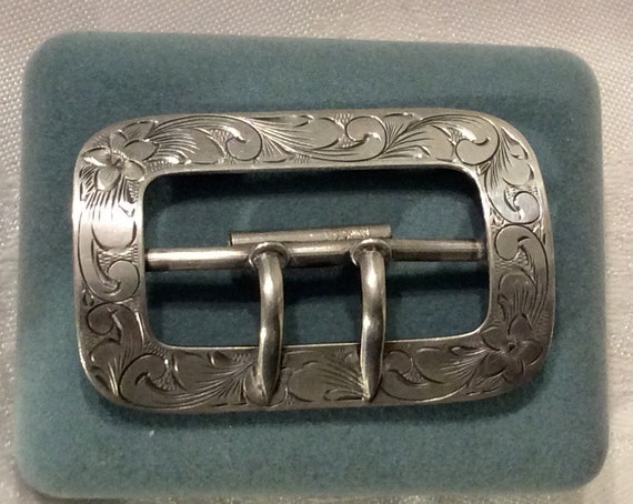 Victorian SILVER Buckle, Sash Belt Buckle, Etched… - image 4