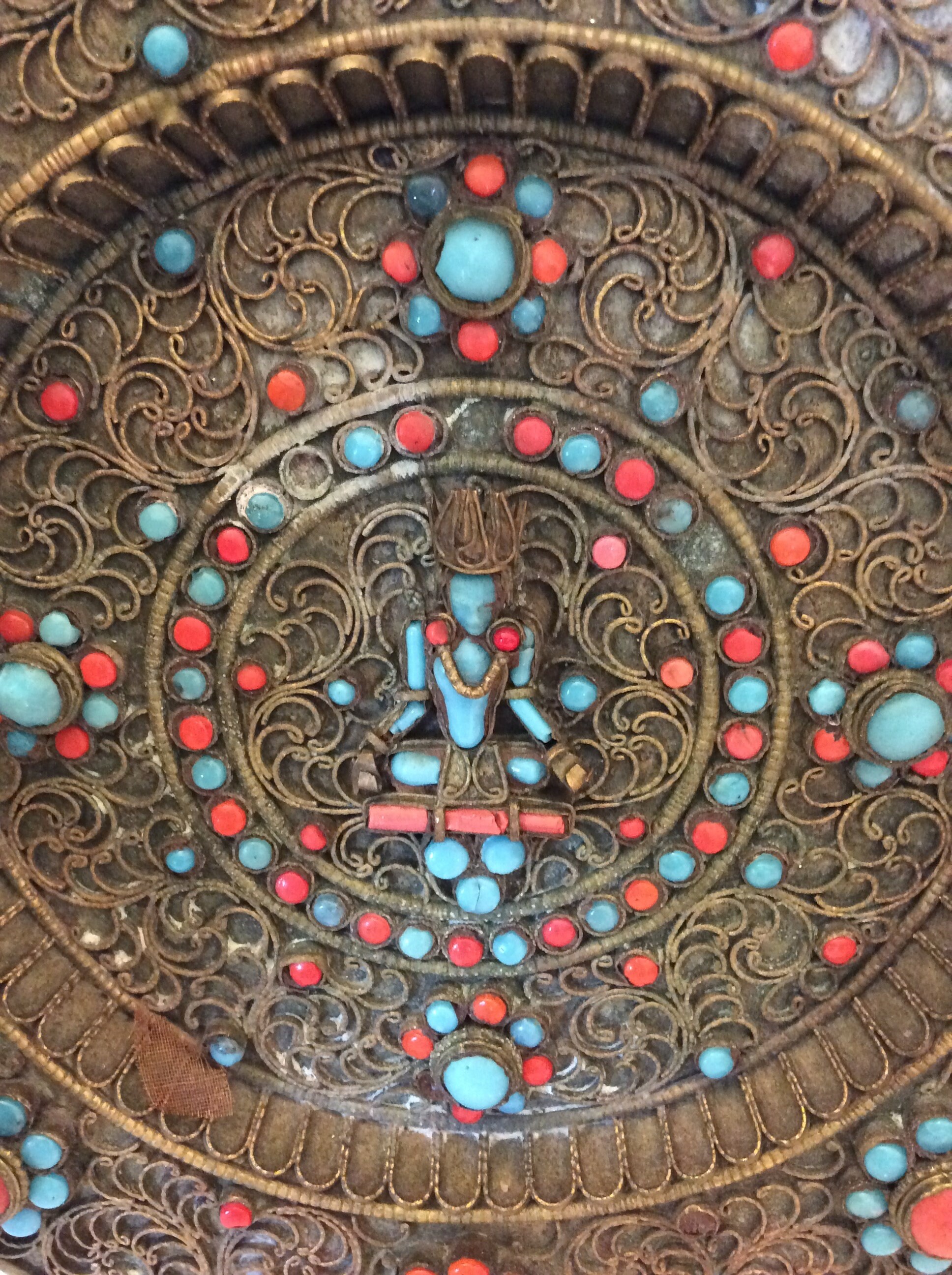 Nepal Plate Vintage Nepalese Brass Coral and Turquoise Etsy