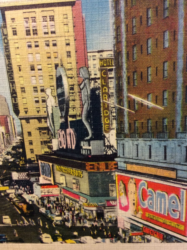 Mid Century New York City Post Card Linen Postcard of Times Square Travel Ephemera Collectible Souvenirs Memorabilia Vintage Postcards