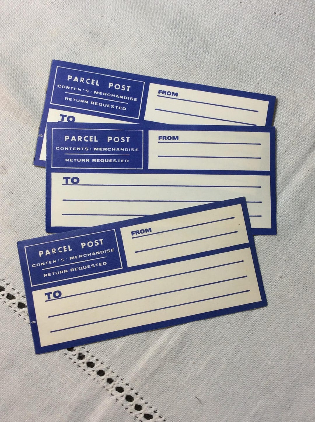 Vintage Blue Parcel Post Gummed Mailing Labels Set of 5 - Etsy