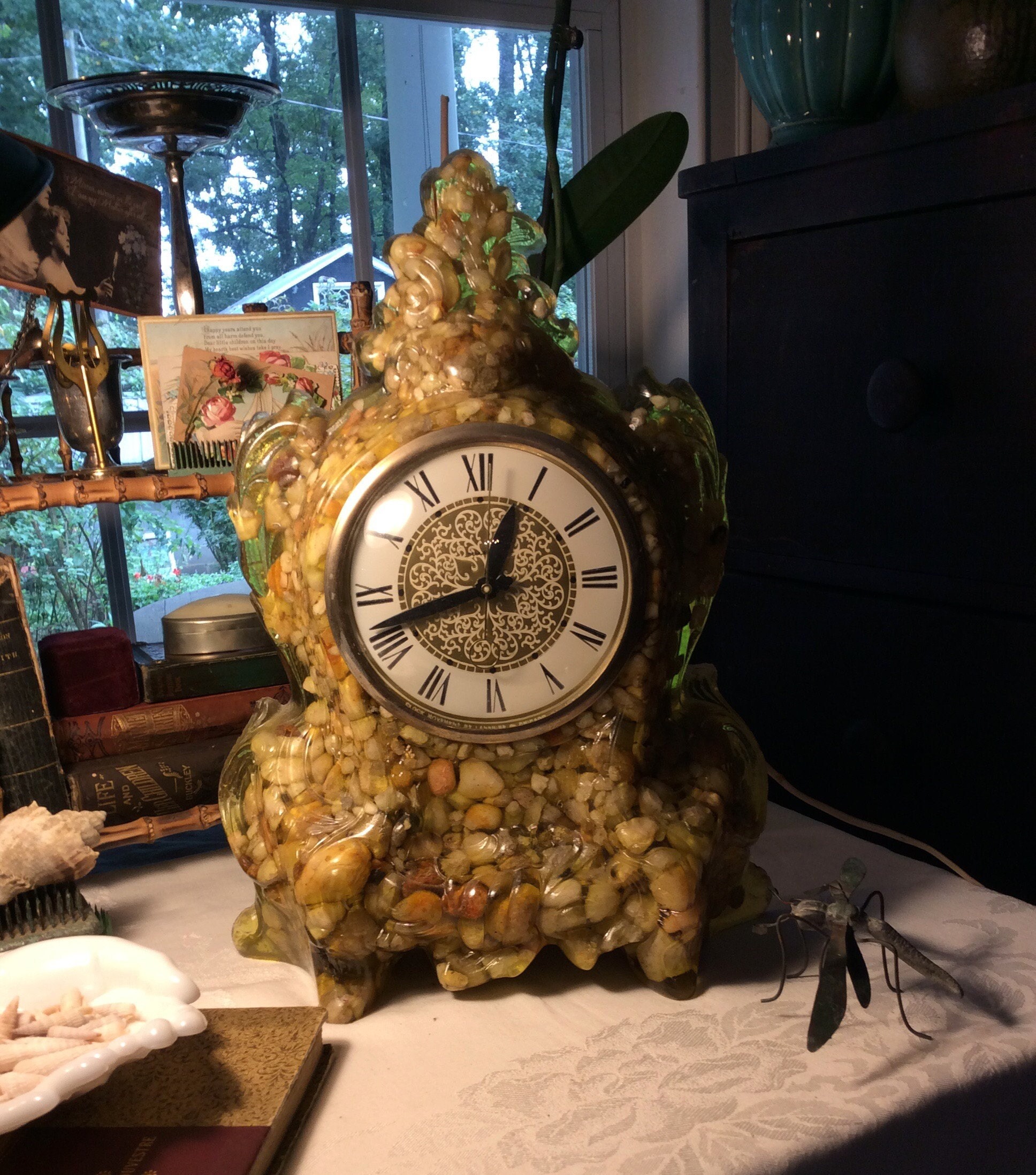 Vintage River Rock Resin Landshire Clock munimoro.gob.pe