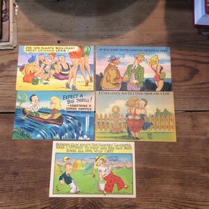 Vintage Romance Postcard Lot,Naughty Funny Postcards, 1940s-1950s, Country Postcards, Hillbilly Country Going to Town