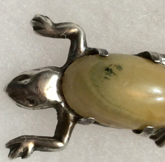 TURTLE BROOCH, Vintage Silver,   Stone Turtle She… - image 6