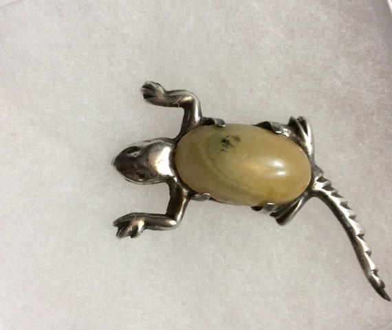 TURTLE BROOCH, Vintage Silver,   Stone Turtle She… - image 7