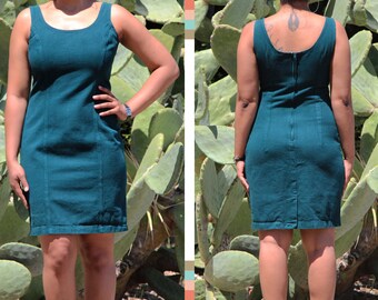 green denim dress