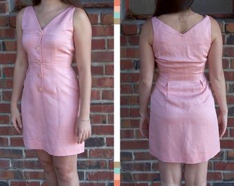 Vintage Pink Silk Double V Dress