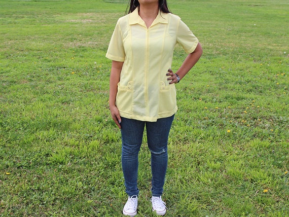 Vintage Cute Yellow Zipper Mini Dress or Tunic - image 2