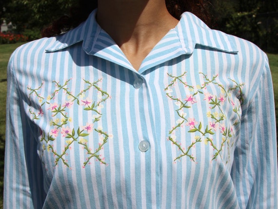 Vintage Painted Blue Pinstripe Button Shirt - image 4