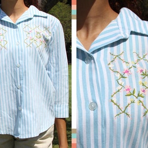 Vintage Painted Blue Pinstripe Button Shirt image 1