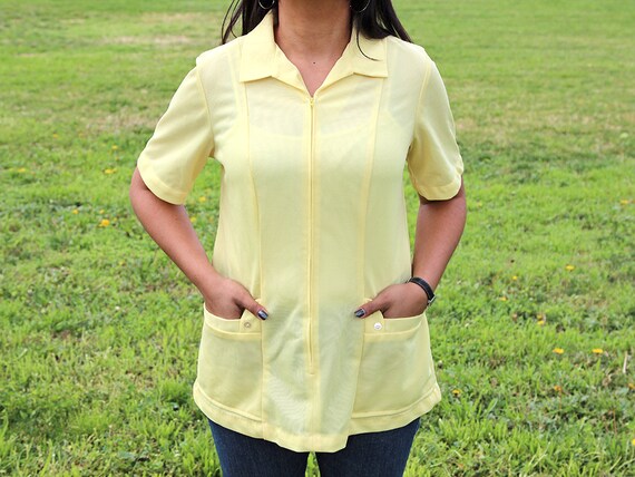 Vintage Cute Yellow Zipper Mini Dress or Tunic - image 4