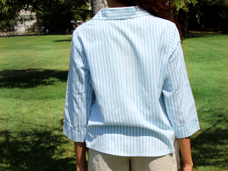 Vintage Painted Blue Pinstripe Button Shirt