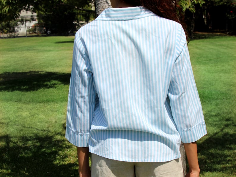 Vintage Painted Blue Pinstripe Button Shirt image 3