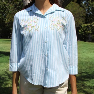 Vintage Painted Blue Pinstripe Button Shirt image 2