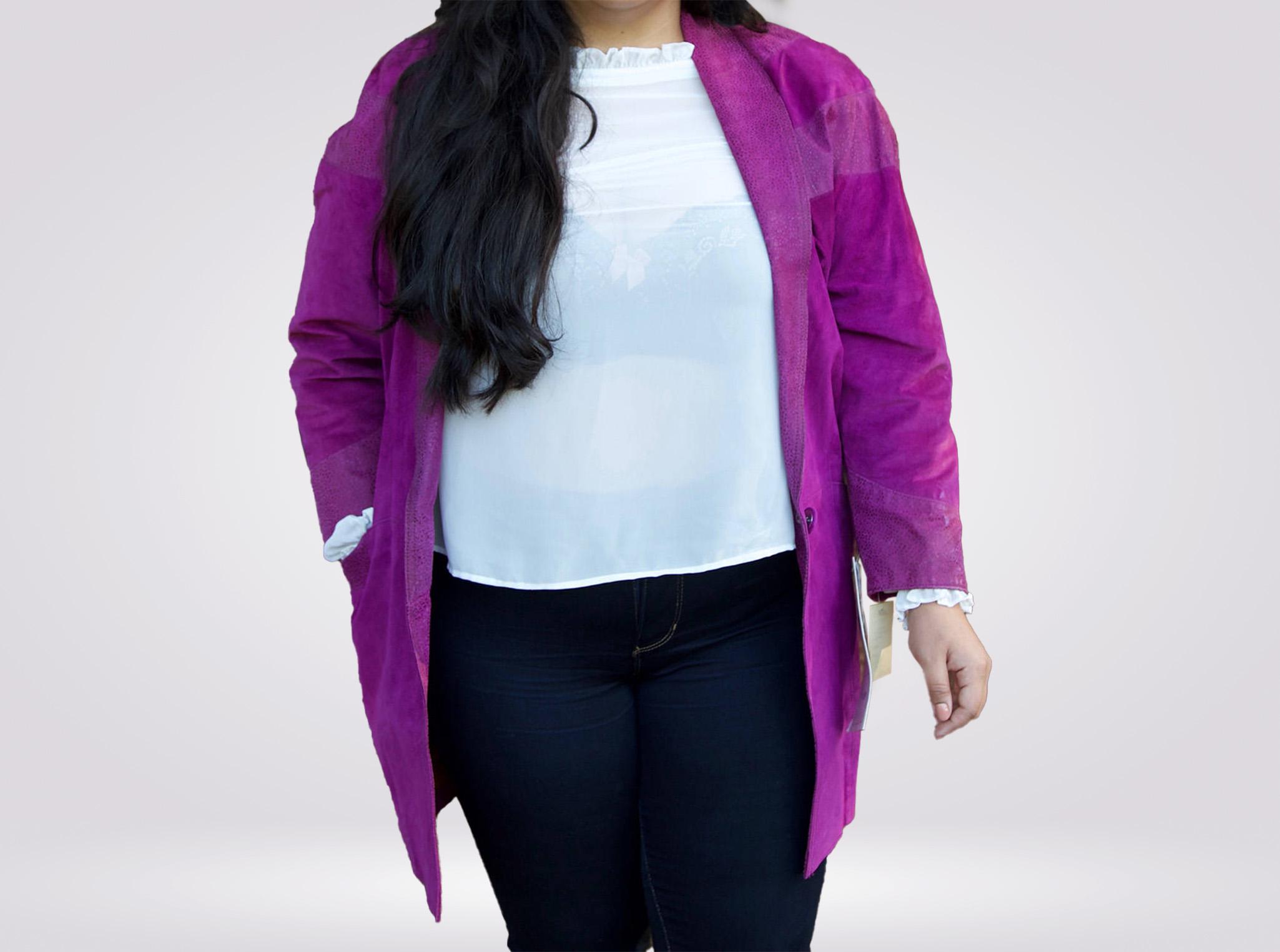 Vintage Magenta Suede Longline Jacket