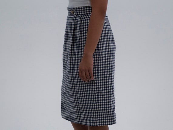 Vintage Navy and Cream Gingham Nautical Wool Midi… - image 4