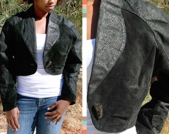 Vintage Black Leather Crop Jacket