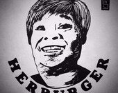 Southern Comfort Food CS's Miss Inez Inezburger Hamburger Linocut Block Print