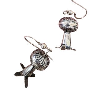 Vintage Silver Squash Blossom Earrings