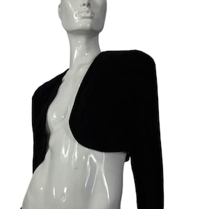 Vintage 90er Jahre Kurz Samt Blazer Bolero Klein