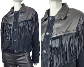 Vintage COSI L'UOMO Leather and Suede Fringe Jacket Large