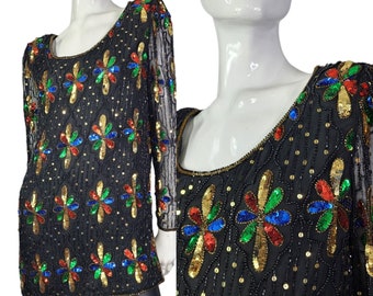 Vintage Stenay Long Sequin Blouse
