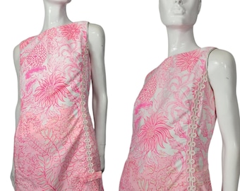 Vintage Pink Sleeveless Floral Dress Small