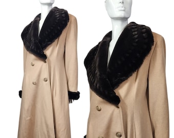 Abrigo largo color canela vintage de Charles Klein, talla grande y alto