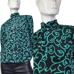 Vintage Green and Black Blouse Small