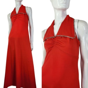 Vintage 70s Long Red Maxi Dress