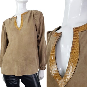 Vintage Glen Arthur Tan Leather Suede Shirt S