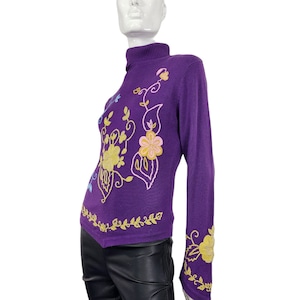 Vintage Cache Purple  Embroidered Sweater Small