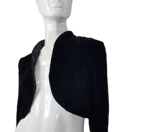 Vintage AJ Bari Black Velvet Bolero Cropped Blazer